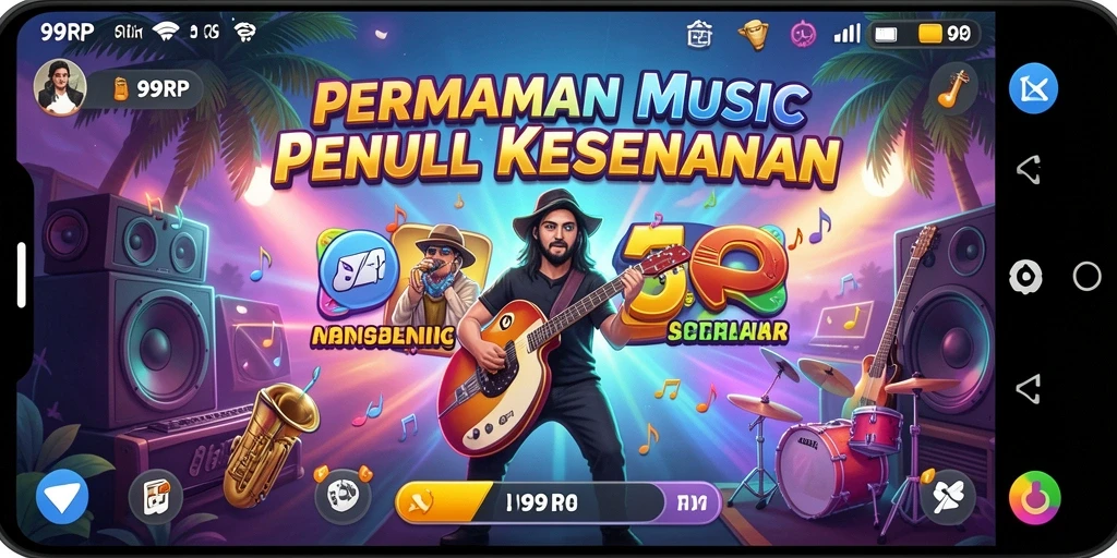 Gameplay interaktif seru dalam aplikasi 99RP musik.