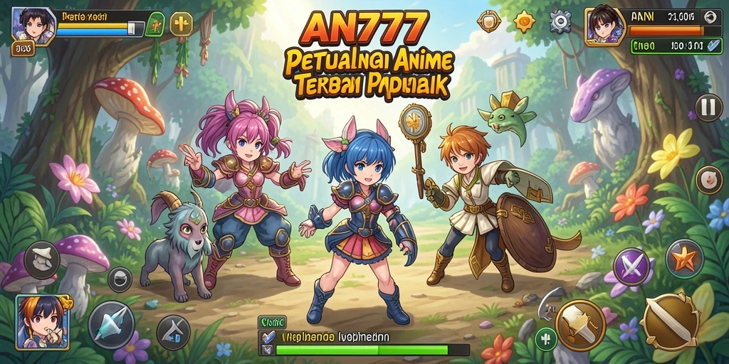 Tangkapan layar AN777 menampilkan aksi pertarungan intens dalam dunia Anime.