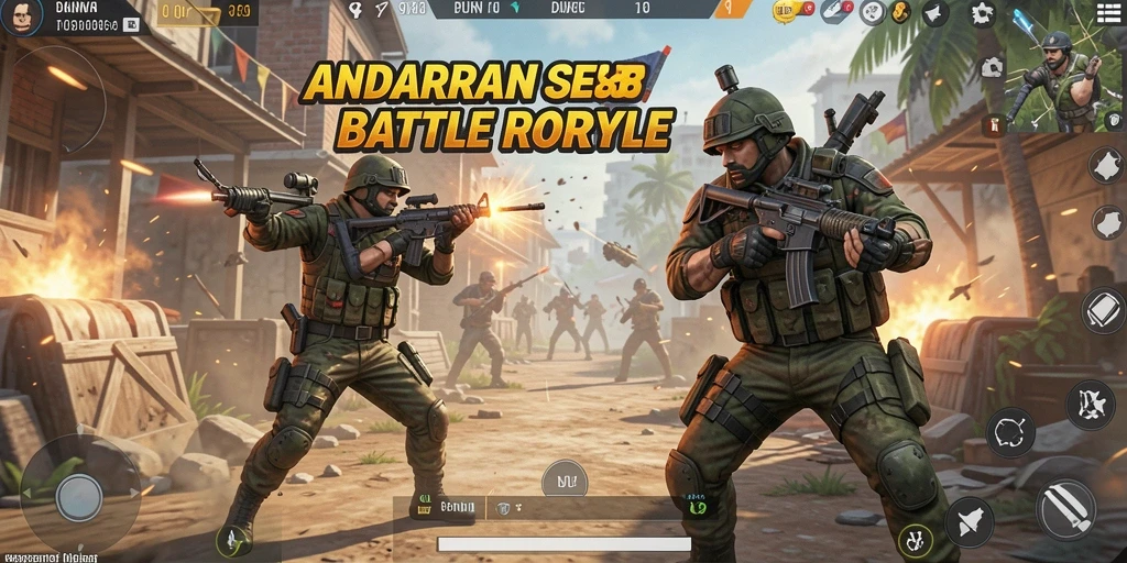 Screenshot gameplay ANDARA88 yang menegangkan dari pertempuran Battle Royale.