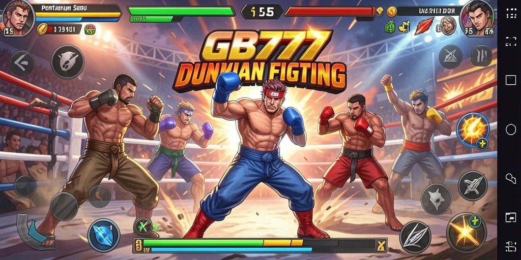 Screenshot utama GB777 menampilkan aksi pertarungan intens dan karakter yang dinamis.