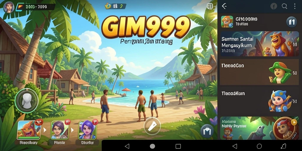 Tampilan gameplay GIM999 yang cerah dan penuh warna.
