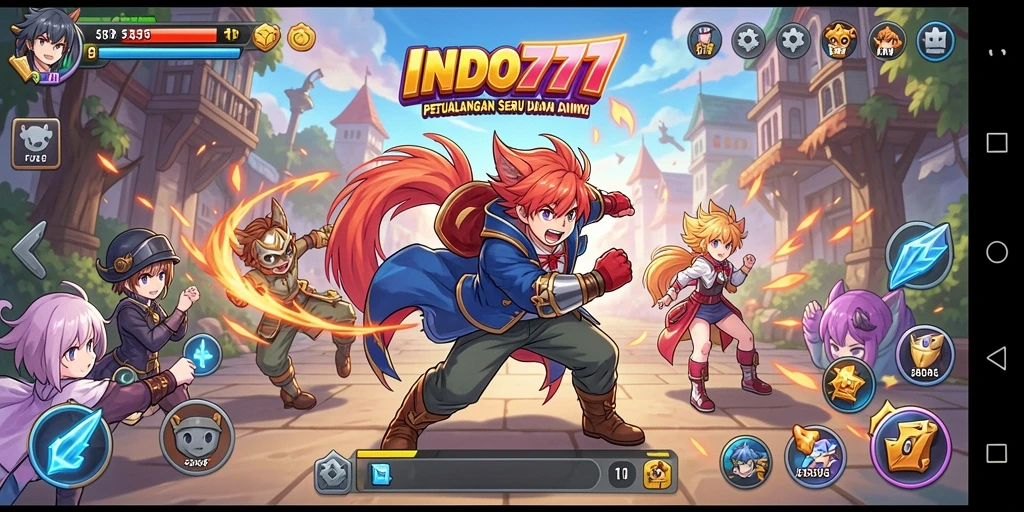 Screenshot gameplay INDO777 menampilkan karakter anime yang dinamis.