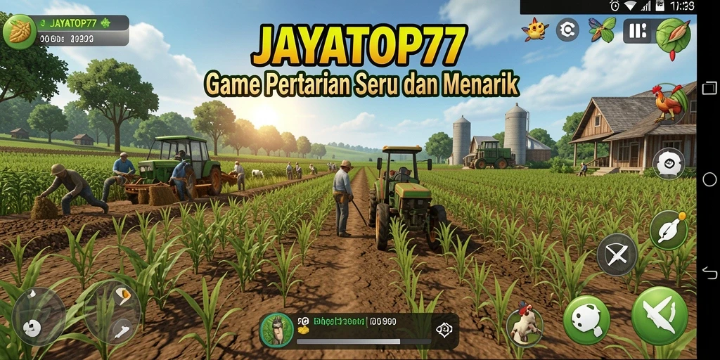 Tangkapan layar utama JAYATOP77 menampilkan gameplay pertanian yang seru dan interaktif.