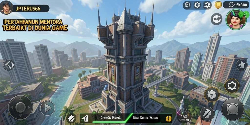 Screenshot JPTERUS66 menunjukkan aksi epic dalam pertahanan menara.