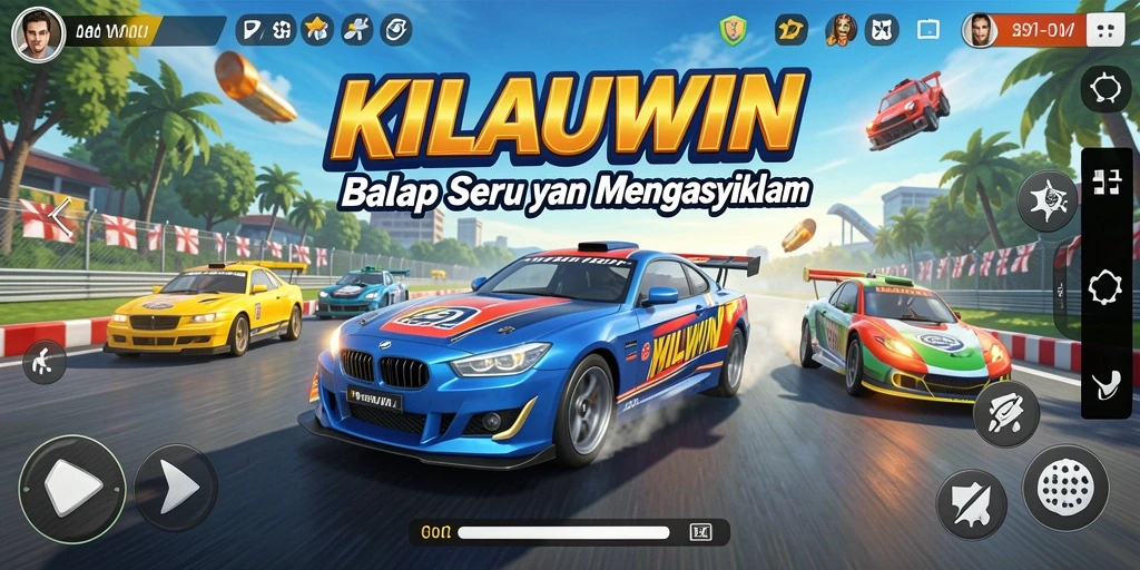 Screenshot KILAUWIN menampilkan aksi balapan yang mendebarkan.