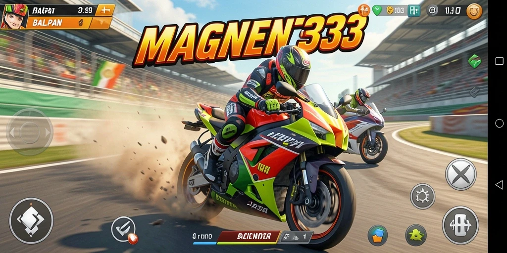 Gameplay menegangkan dalam balapan motor MAGNET33 yang penuh aksi.