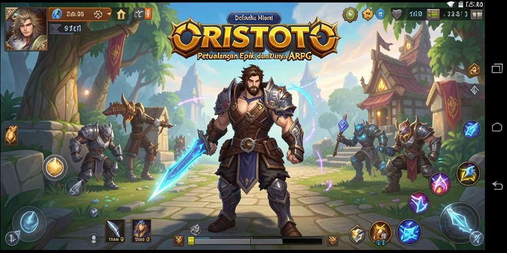 Tangkapan layar gameplay ORISTOTO yang menampilkan pertarungan epik.