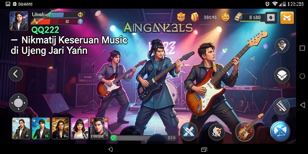 Tangkapan layar QQ222 menampilkan gameplay musik yang seru dan interaktif.