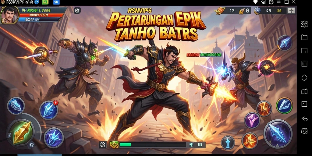 Tangkapan layar RSNVIP6 menunjukkan duel seru antara karakter di arena pertarungan.