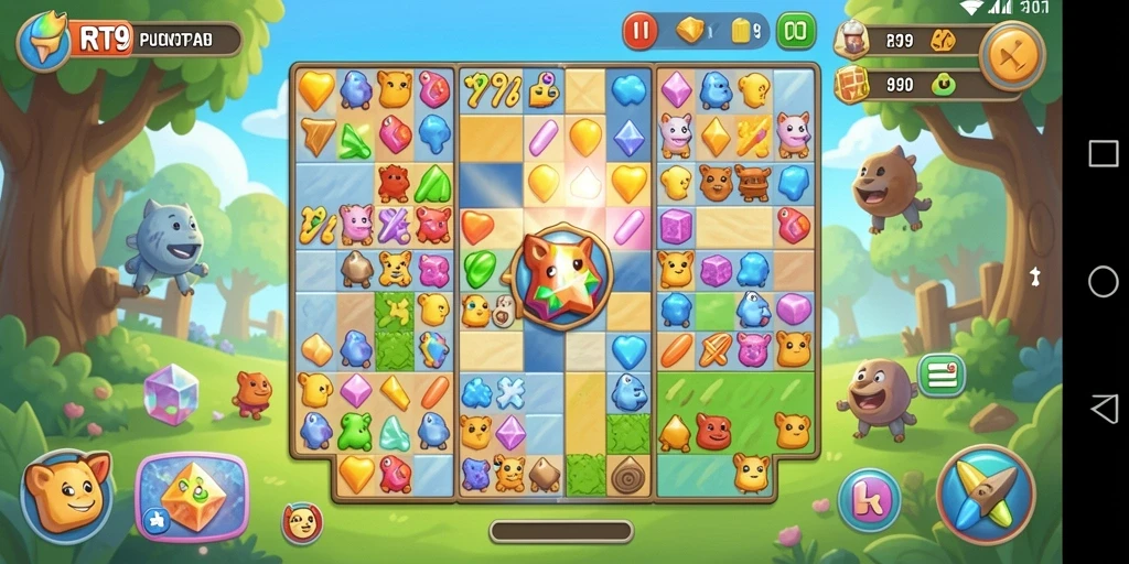 Tampilan gameplay RT99 yang menantang dalam dunia puzzle.